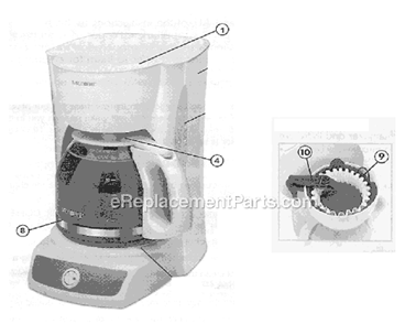 Page A Diagram and Parts List for CG12  Mr Coffee Coffee Maker